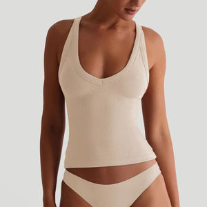 Débardeurs en tricot pour femmes sur mesure en gros, sans manches, en coton, décontractés, streetwear, hauts d'été, OEM/ODM, usine, grande taille - Product Image 4