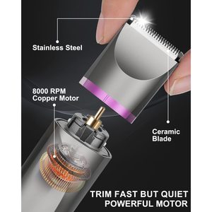 Rasoir électrique rechargeable et étanche pour la zone intime des femmes, utilisation humide ou sèche, avec lame en céramique, gris violet - Product Image 6