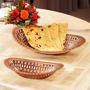 Panier de service à pain ovale en cuivre le plus vendu boîte à pain élégante au design martelé pour cuisine restaurant hôtel salle à manger de mariage - Product Image 4