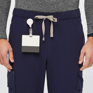 Ensemble d'uniformes médicaux de couleur unie pour hommes vente en gros clinique hôpital médecin salopette col en V mode gommage pharmacie infirmière vêtements - Product Image 4