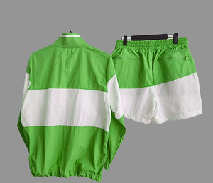 Ensemble survêtement deux pièces pour homme, coupe-vent, veste courte, patchwork, fermeture éclair, nylon, polyester, streetwear, taille plus, imprimé - Product Image 2