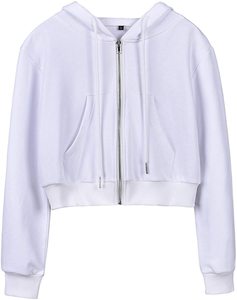 Prix de gros – Nouveauté : Sweat à capuche court pour femme, personnalisable par sublimation, 100 % coton molletonné, matière douce, style urbain tendance - Product Image 4