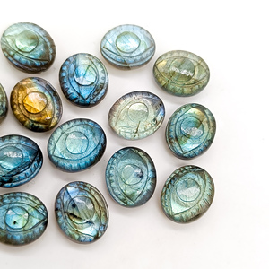 พลอยลาบราโดไรต์แกะสลักลายตาปีศาจสำหรับทำเครื่องประดับ, ลูกปัดพลอยลาบราโดไรต์แกะสลักแบบหลวม, พลอยลาบราโดไรต์ทรงบริโอเล็ต 12 มม. - Product Image 4