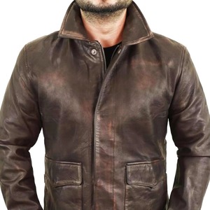 Chaqueta de Cuero Marrón Desgastado de Estilo Artesanal Clásico, Creada para los Entusiastas del Estilo Vintage que Buscan Prendas Exteriores con Textura Rugosa - Product Image 6