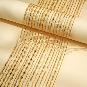 Semplice Collana a Catena Classica da Donna in Acciaio Inossidabile Placcato Oro 18K, Gioielli di Tendenza Fai-da-Te all'Ingrosso con Stili a Corda/Serpente/Veneziana - Product Image 3