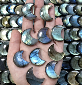 Natural Multi Flashy Labradorita Luna Forma Piedra Preciosa Luna Piedra Preciosa Suelta Para La Fabricación De Joyas - Product Image 1