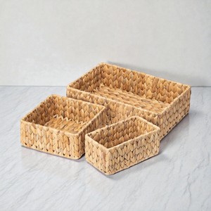 ISLA Set of 3 Handwoven Hyacinth Rect Nestable Storage <b>Basket</b> Rect Organizer Trays for Home Hotel Retail <b>Display</b> OEM Wholesale - Product Image 4