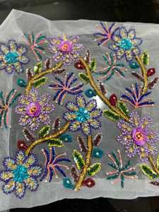 Applique en dentelle de luxe couture, broderie florale 3D en sequins et perles à la main, pour robes et robes de soirée - Product Image 2