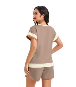 ชุดวอร์ม2ชิ้นสำหรับผู้หญิงชุดวอร์มเลานจ์เสื้อสวมหัวแขนสั้น - Product Image 3