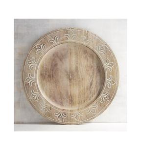 Plato de Madera Redondo para Servir Frutas y Alimentos en la Mesa del Restaurante o el Hogar, con el Mejor Acabado, Plato para la Cena - Product Image 1