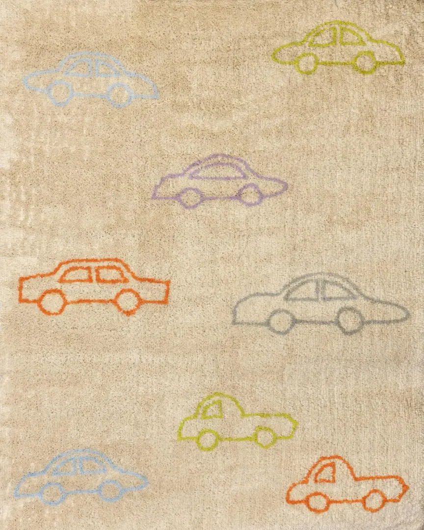 Tappeto di DESIGN per auto in cotone fatto a mano per la camera dei ragazzi, tappeto per camera dei bambini di DESIGN per auto