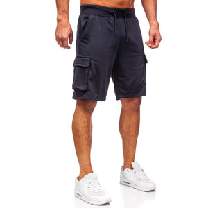 Shorts cargo noirs pour hommes en coton respirant avec ceinture ajustable et plusieurs poches utilitaires pour un port décontracté en été - Product Image 3