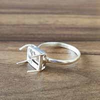 2025 Neuerscheinung Sterling Silber Rechteckiger Ringrohling DIY Handgefertigte Fassung 925 Silber Leerer Ring für Damen