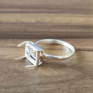 Nouvelle arrivée 2025, bague en argent sterling rectangulaire, sertie de pierres, à faire soi-même, sertie de pierres, en argent 925, vide, pour femmes - Product Image 2