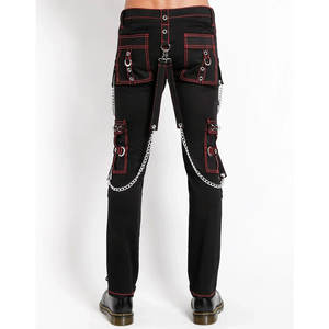Men's Black Gothic Red Contrast Punk Rock <b>Trousers</b> Pants Style Factory Wholesale 2026 - Product Image 3