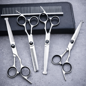 Luxury 5-Piece <b>Pet</b> Grooming Kit Stainless Steel Scissors Nail <b>Clipper</b> Comb & Case with Purple Handles - Product Image 3