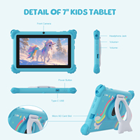 Tablette pour enfants ODM nouvelle génération, 7 pouces, bleue, C Idea, Android 12, écran IPS, 128 Go de stockage, double caméra, 6 Go de mémoire, étui, MTK, Wi-Fi
