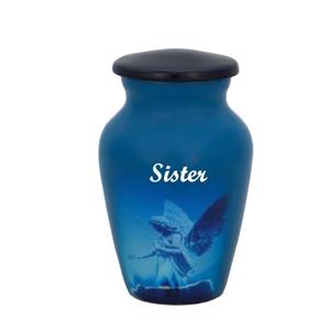 Mini urne bleue Ange de la Protection, breloques d'amour, option de gravure, gravure personnalisée, urnes funéraires en aluminium pour corps humain - Product Image 4