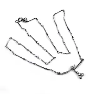 Women's Trendy Oxidized Silver Link Chain <b>Necklace</b> <b>Gold</b> Plated with Diamond <b>Pearl</b> for Party Religious Occasions Fashion Jewelry - Product Image 1