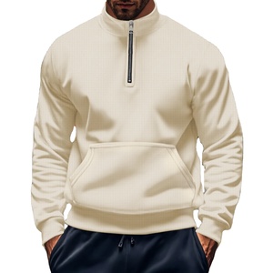 Pull à capuche décontracté à demi-fermeture éclair pour hommes automne nouveau Style col haut à manches longues couleur unie joint extérieur pour l'hiver - Product Image 1