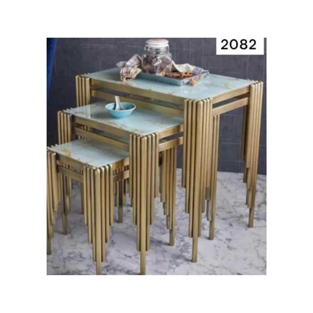 Набор деревянных столиков из шафрана Золотого Металла в европейском стиле, три размера, журнальные столики 2024 современного дизайна для мебели для гостиной