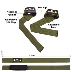 Sangles de musculation en coton longues portées avec support de poignet pour levée de barres et entraînement en salle de sport - Product Image 3