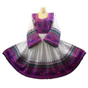 Maroon Velvet Afghan Pashtun <b>Dress</b> With Traditional Yellow Accents Embroidered Gown For Cultural Events - Product Image 3