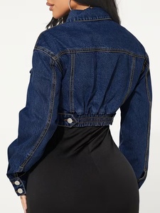 Veste en jean courte vintage déchirée pour femme, couleur unie, coupe oversize, style décontracté, bords bruts - Product Image 6