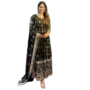 最も魅力的な黒色のサルワールスーツパンジャブ語コレクションパキスタンインドの女性のShalwar Kameez卸売要素