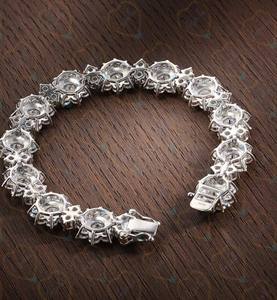 Sólido 925 plata esterlina tenis laboratorio cultivado diamante pulsera redondo corte brillante joyería de moda mujeres Material de acero inoxidable - Product Image 4