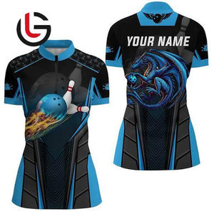 All Over Digital Printing Sport Wear Women's Custom Printed <b>Bowling</b> Polo <b>Shirt</b> For <b>Men</b> 100% Polyester Spandex 240 Gram Weight - Product Image 6