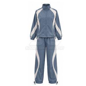Lightweight <b>Women</b> Casual Windbreaker Suit Athletic Jacket Pants Set Breathable Canvas Fabric Stand <b>Collar</b> High Quality Wholesale - Product Image 2