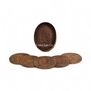 Dark Brown Oval Handmade <b>Rattan</b> Placemat For <b>Dining</b> <b>Table</b> Styling With Natural And Sustainable Material - Product Image 1