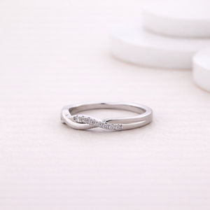 IGI Certified Round Lab Grown Diamond Twisted Wedding Band Pave Diamond Ring In <b>Solid</b> 925 Sterling <b>Silver</b> for Women - Product Image 2