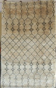 Alfombra de Lana y Algodón Anudada a Mano Tradicional de Primera Calidad al por Mayor |   Alfombra de Pelo Corto con Diseño Floral y Técnica de Impresión - Product Image 3