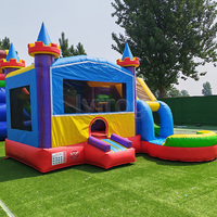 Château gonflable 3-en-1 avec toboggan, piscine à balles, pour utilisation humide ou sèche, idéal pour les fêtes d'anniversaire