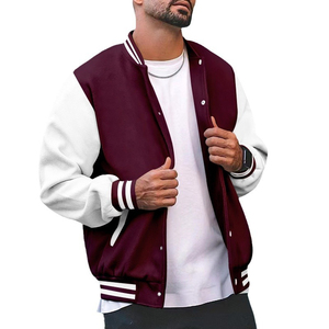 Full Sleeves 2025 High Quality Wholesale Best Design <b>Men</b> Varsity <b>Jacket</b> Slim Fit Plain Blank <b>Baseball</b> <b>Jackets</b> OEM Serviced - Product Image 4