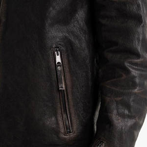 Fashion Style Casual Attire Men Leather <b>Jacket</b> with Stand Collar Zipper Closure Cow Skin Material High Quality - Product Image 5