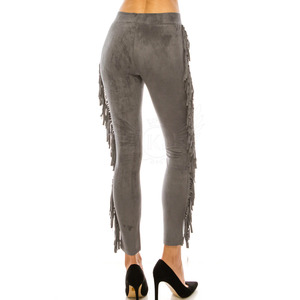 Vente chaude en plein air couleur unie femmes pantalons en daim en cuir véritable XL mi élastique plat Design nouveau Design coton daim matériel - Product Image 4