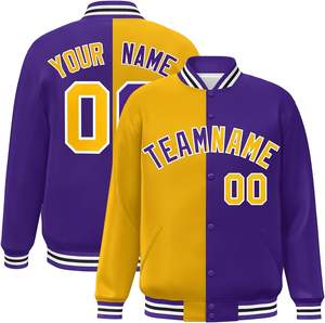 OEM personalizado Unisex High Street Varsity chaqueta de talla grande de cuello alto parches bordados piel de vaca Letterman chaqueta de béisbol de invierno - Product Image 1