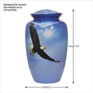 Urna de cremación de águila calva, búsqueda de la libertad Flying American Eagle Urna de cremación humana personalizada con recuerdo y bolsa de terciopelo - Product Image 3