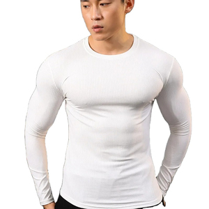 Tissu côtelé chemises de Compression pour hommes maillots de bain décontractés et vêtements de combat Muscle Fit musculation éruptions cutanées pour homme - Product Image 6