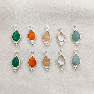 Charmes en chalcédoine aqua en forme de poire, sertis à la main, coupe briolette, argent sterling 925, ensemble de sertis pour pendentif, fabrication de bijoux, charmes en vrac - Product Image 6