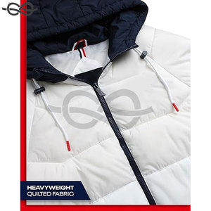 Chaqueta bomber acolchada ligera para hombre, acolchada con capucha y cremallera completa con cuello levantado en la parte inferior acanalada, ropa cálida para exteriores, tallas - Product Image 4