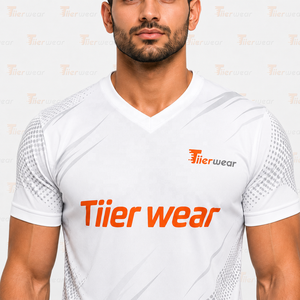 เสื้อฟุตบอลพรีเมียม คอวี สกรีนชื่อทีมได้ เป็นมิตรกับสิ่งแวดล้อม พิมพ์ลายแบบซับลิเมชั่น แห้งเร็ว น้ำหนักเบา ระบายอากาศดี ไร้ตะเข็บ - Product Image 5