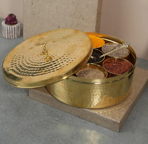 Bronze Et Laiton Ustensile De Cuisine Handi Kadai Tawa Thali Ensemble Cuillère De Service Ghee pot Masala Dani Boîte À Épices Roti Et Dosa Tawa - Product Image 6