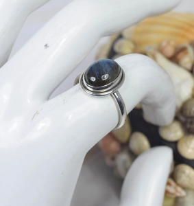 Anillo de piedras preciosas de Plata de Ley 925 hecho a mano labradorita forma ovalada joyería de moda cristiana para Aniversario de piedra natal de febrero - Product Image 3