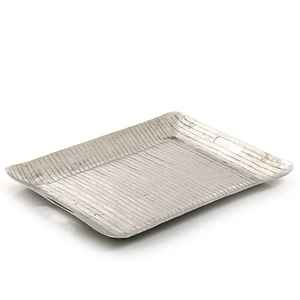 Plateau de service et de rangement rectangulaire en métal argenté pour la décoration moderne de la maison, organisateur personnalisé en terre cuite fait main - Product Image 3