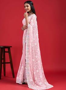 Georgette งานปักผ้าส่าหรีสไตล์อินเดียและปากีสถานแฟนซีสำหรับผู้หญิงและเด็กผู้หญิงแฟชั่น2024 - Product Image 2