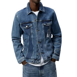 Ventes en gros de vestes en jean pour hommes, style vintage, col montant, doublure en fausse fourrure, finition délavée à l'acide - Product Image 1